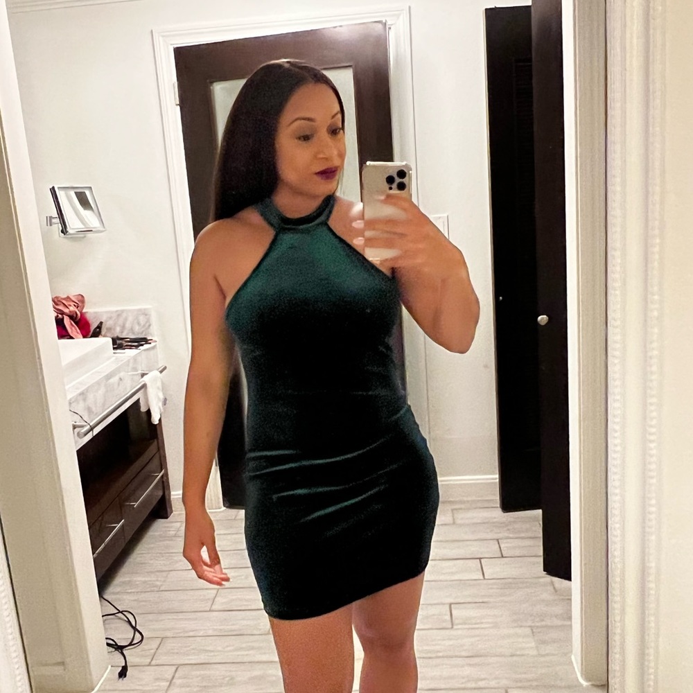 Emerald velvet green dress